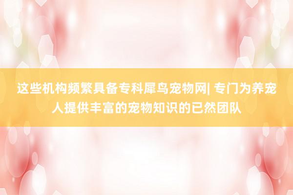 这些机构频繁具备专科﻿犀鸟宠物网| 专门为养宠人提供丰富的宠物知识的已然团队